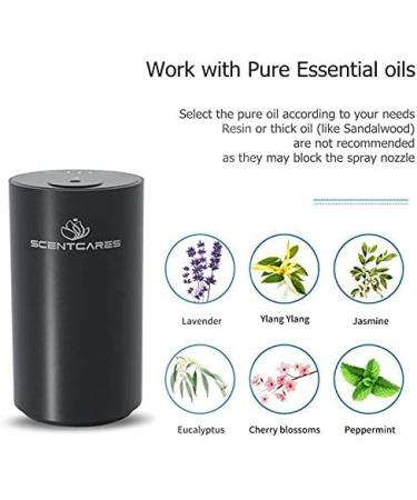 Waterless Oil Diffuser - Portable & Cordless Aromatherapy Diffuser | Smart Battery Operated with 3 Cold Mist Settings & Timer (Black - Buy Online on GoSupps.com