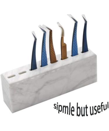 Tweezer Holder Makeup Accessory for Eyelash Extensions - 8 Holes - Marble White Acrylic - Ideal Organizer for Beauty Professionals - Buy Online on GoSupps.com