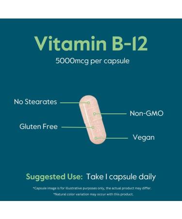 BESTVITE Vitamin B12 (Methylcobalamin) 5000mcg (240 Vegetarian Capsules) (Methyl B12) - No Stearates - Vegan - Non GMO - Gluten Free - Buy Online on GoSupps.com