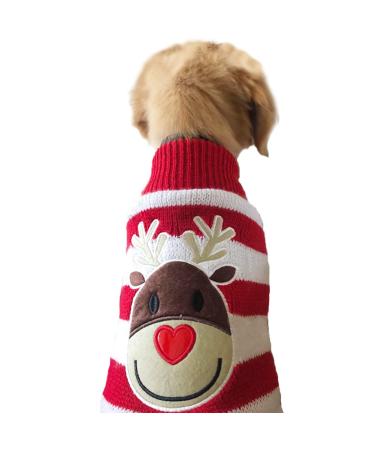 NACOCO Dog Reindeer Sweaters Dog Sweaters New Year Christmas Pet Clothes for Small Dog and Cat X-Large (Pack of 1) Red