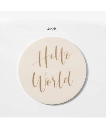 UNIQOOO Acrylic Monthly Baby Milestone Cards | Baby Growth Photo Props | Round 13 Discs (One Month to One Year) | Hello World Card | 4 inch Cream White - Buy Online on GoSupps.com