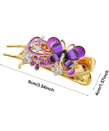 Long Fine Hair Clip For Styling Wear Resistance Women No Slip Rhinestone(Purple) - Buy Online on GoSupps.com