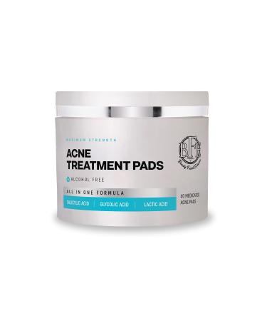 Acne Treatment Pads- Contains Salicylic  Glycolic  & Lactic Acid for Face & Body. Eliminates Oily Skin  Clogged Pores & Cystic Breakouts. Remover for Dark Spots  Whitehead & Blackhead Pimples.