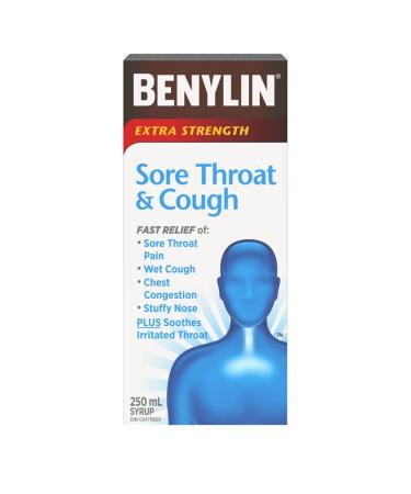 Extra Strength Sore Throat & Cough Syrup 250mL/8.75 fl. oz. Bottle (Imported from Canada)