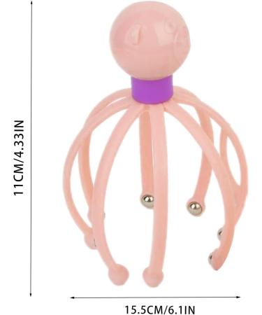 Wireless Stainless Steel Manual Head Massager | Octopus Claw Scalp Massage Device | Handheld Spa Tool for Deep Relaxation - Light Pink - Buy Online on GoSupps.com