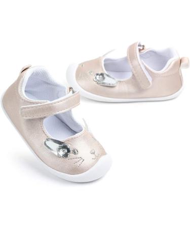 LACOFIA Baby Girls Mary Jane Flats | Infant Anti-Slip First Walking Shoes - Size 4 UK | Gold - Buy Online on GoSupps.com