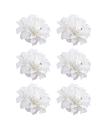 Flower Hair Clip Rose Hair Clips Hair Hairpin for Women Flower Diamond Hair Accessories Boho Bride Hairpins Headpiece for Girls Wedding 6 Pieces White