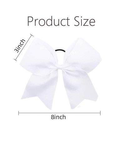 8 Jumbo Large White Cheer Bow Ponytail Holders Pack with Elastic Band - Set of 21 for Cheerleading & Sports - Buy Online on GoSupps.com
