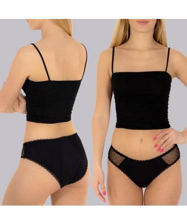 Relixa Menstrual Underwear for Women & Girls Period Undulating Underpants Set (3 Pack) XS-4XL Lace & Black - Buy Online on GoSupps.com