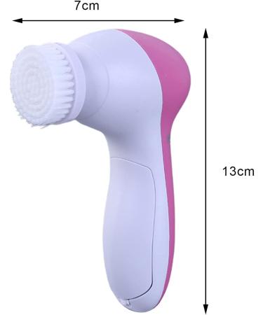 Smooth Skin 5 In 1 Facial Cleansing Brush Long Handle Bath Shower Brush With 5 Brush Heads Natural Easy Storage Daily Supplies Face Scrubber - Buy Online on GoSupps.com