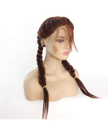 Buy Long Straight Dark Brown Braided Wig for Women - European & American Style Front Lace Headgear - Buy Online on GoSupps.com
