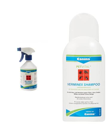 Canina 74132 8 Petvital Bio-Insect-Shocker & 741656 Petvital Verminex Shampoo 250ml Bundle with Verminex Shampoo 250ml