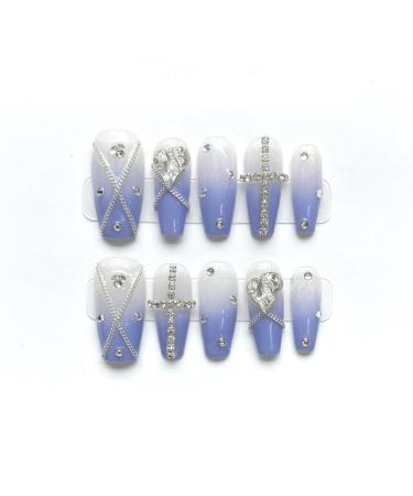 Handmade Wearing Armor Detachable Pink Heart Sparkling Cat Eyes Repeated Use of False Nails(Yellow XS)