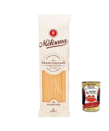 Italian Gourmet E.R. La Molisana Spaghettoni No. 314 Slow-Processed Pasta Hard Wheat Semolina Bronze Pasta 500 g + Gourmet Italian Pulp 400 g Pack of 20