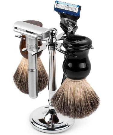 Lefeda Simply Shaving Brushes for Men | Stylish 4-Jacked Steel Holder | Classic Male Razor Brush | 7x15.3cm Silver | International Shipping Available - Buy Online on GoSupps.com