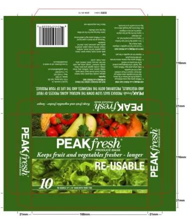 PEAKfresh USA Reusable Produce Bags with Twist Ties - 10 Pack for Freshness - Buy Online on GoSupps.com