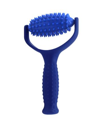 Massage roller with handles massage device fascia ball with knobs multifunctional hedgehog ball massage roller for relaxation of foot leg and back muscles (blue)