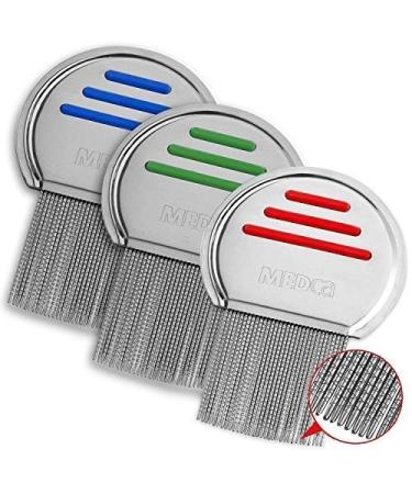 Lice Comb - (Pack of 3) Head Lice Treatment that's Individually Packaged Professional Stainless Steel Louse and Nit Combs Removes Eggs with Rounded Tips for Comfort