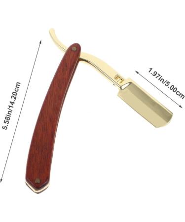 EXCEART Vintage Metal Razor - Steel Folding Edge Mustache Shaper with Wooden Handle for Home Salon - Buy Online on GoSupps.com