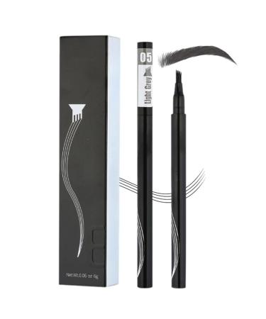 3D Eyebrow Microblading Pen 2PCS Magic Eyebrow Pencil Microblading Eyebrow Pencil 4 Tip Dark Brown Eyebrow Pencil Waterproof Eye Brown Makeup Long-Lasting Eyebrow Pencil (Light grey)
