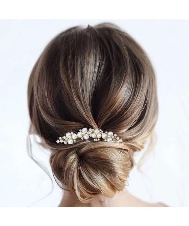 Brishow Wedding Hair Combs Gold Pearls Bridal Hair Accessories Crystal Brides Headpiece Hair Clip for Women and Girls 2 Pieces (Gold) - Buy Online on GoSupps.com