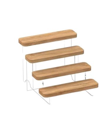 Waoceo glasses stand Acrylic desktop organizer simple ladder presentation stand wooden window and glasses stand sunglasses rack (size: 4 floors)