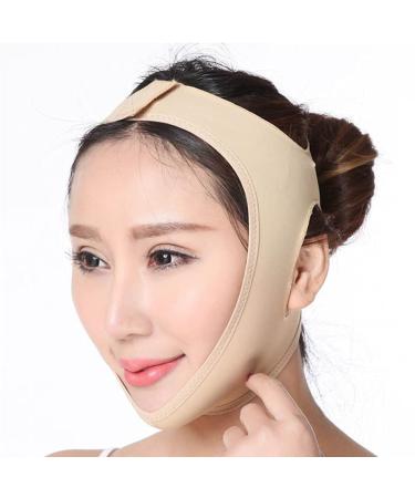 Double Chin Reducer Reusable Breathable Chin Strap V Shaped Anti Wrinkle Face Mask Contour Tightening Face Slimming Strap Chin Neck Skin Toning Belt for Men Women Shaggy Face Skin 2pcs (Color : L)