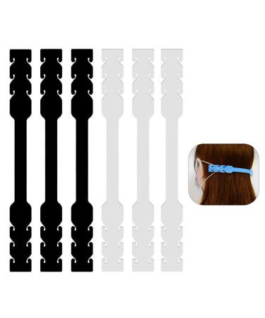 Extenders Ear Savers 6PCS SlickMart Anti-Slip Silicone Extension Hook 6 Gear Adjustable Strap Extension Holder for Ear Pain Relieved Tight Ear Straps(Black/White) B Black/White