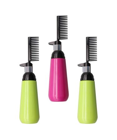 FRCOLOR 3pcs Hair Dye Bottle Root Comb Applicator Bottle 150ml Hair Coloring Dyeing Dispensing Bottle Container for Home Shop Scalp Treatment Perming Tools (Random Color)