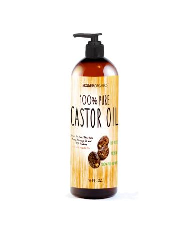 Molivera Organics Castor Oil 16 oz. Premium Cold Pressed 100% Pure  Moisturizer for Skin & Hair  Eyelashes and Hair Care