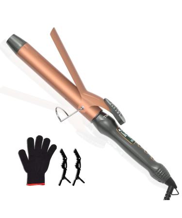 Thirtek Curling Iron 1 1/4 inch Dual Voltage Curling Iron with LCD Display Professional Ceramic Tourmalin Hair Curler for All Hair Types Create Silky Hair Instantly Long-Lasting Natural Curls 1 1/4 Inch Copper Brown