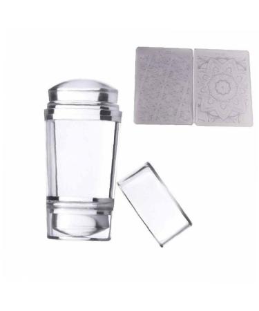 Onsinic Clear Silicone Nail Stamp Set Transparent Visible Body Jelly Nails Art Template Tools Scraper For DIY Nail