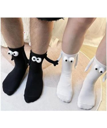 LELEBEAR Magnetic Hand Holding Couple Socks - 4 Pairs, Funny 3D Doll Design, Cotton Material - White - Buy Online on GoSupps.com