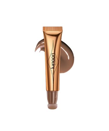 WALULAN Matte Liquid Blush Bronzer Contour Beauty Wand Smooth Cream Stick with Soft Cushion Applicator Face Highlighting And Shaping Natural Three-Dimensional Makeup Stic #01 Dark Brown