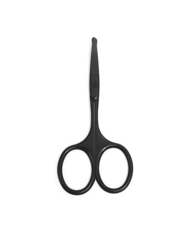 Facial Hair Small Grooming Scissors For Men Women - Eyebrow Nose Hair Mustache Beard Eyelashes Round Curved Safety Tip Clippers For Hair Cutting (3.7 Inch Black)