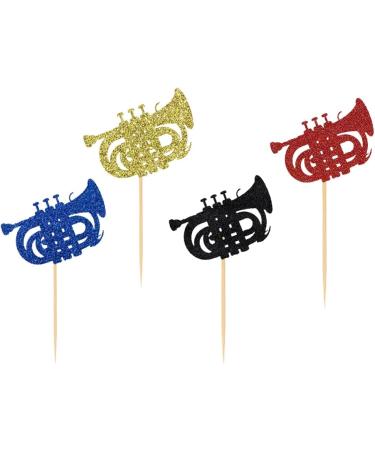 BoningNEW 24 PCS Glitter Silhouette Musical Instrument Cupcake Toppers Wind Instrument Picks for Concert Music Theme Party Wedding Birthday Party Cake Decorations Supplies(Gold Black Red Blue) - Buy Online on GoSupps.com