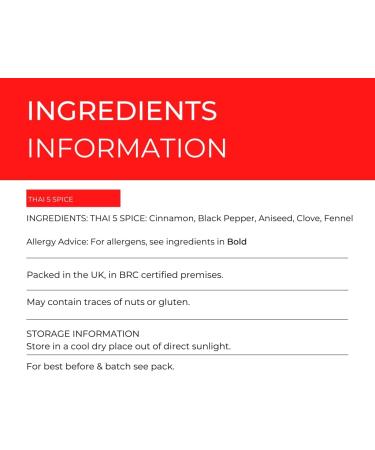 Hides Fine Foods - Thai Five Spice 500g - GMO Free - Suitable for Vegetarians - Southeastern Asia Spice Blend - Thai Cooking - Curry - Takeaway - Fakeaway 500 g (Pack of 1) - Buy Online on GoSupps.com