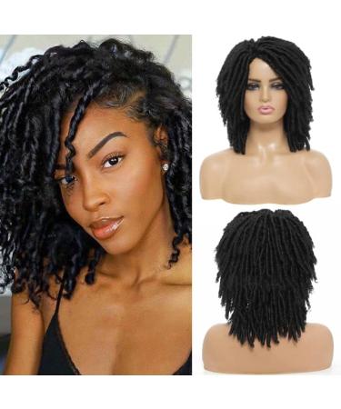 Dreadlock Synthetic Braiding Short Wigs for Black Women Crochet Twist Braids Wigs Afro Curly Synthetic Hair Braiding Wig African Hairstyle (6 inch 1B)