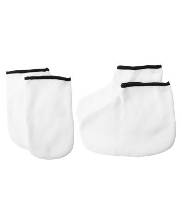 minkissy 4 Pairs Hand and Foot Mask Hand Spa Gloves Wax Tools Paraffin Wax Mitt Remover Hand Moisturizer Gloves Thermal Mitten Polyester Floor Mat White Manicure