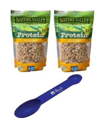 (Pack of 2) Nature Valley High Protein Granola Oats and Honey 11oz Bags (Free Miras Trademark 2-in-1 Measuring Spoon Included!)