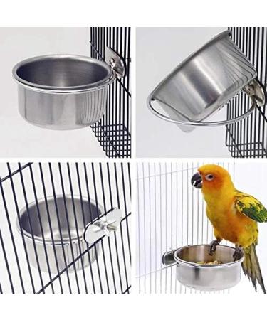 3 Pieces Bird Feeding Dish Cups Stainless Steel Parrot Feeding Cups Animal Cage Water Food Bowl Bird Cage Cups Holder with Clamp Holder for Bird Parrot Small Animal - Buy Online on GoSupps.com