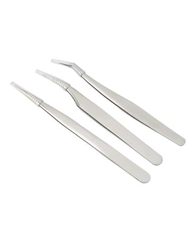 Premium Stainless Steel Eyelash Tweezers Set - 3 Pack for Salon & Home Use | Blackhead Extractor Tools - Buy Online on GoSupps.com
