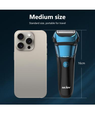Sejoy Electric Razor for Men - Wet & Dry Foil Shaver with 3-Blade 7500 RPM Motor IPX7 Waterproof - Peacock Blue | International Shipping - Buy Online on GoSupps.com