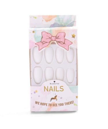 Fstrend White Matte Ballerina False Nails - Medium Square Coffin Acrylic for Women and Girls - Buy Online on GoSupps.com