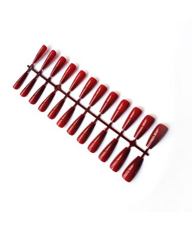 Dajidafu Long Nails Press-on Handheld Fingernail Manicure Stylish Matching Beauty Accessories Manicures Glossy Tips Dark Red 1
