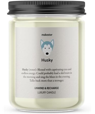 Husky Candle - 220g Soy Wax with Madagascan Vanilla Jasmine & Sugared Almond - Perfect Gift for Dog Lovers - Makester Candles - Buy Online on GoSupps.com