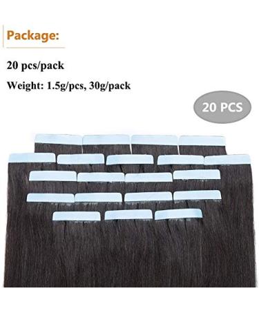 Elailite Invisible Tape Hair Extensions - 20PCs Real Human Hair - 60cm Natural Black - Premium Quality Tape Ins - Buy Online on GoSupps.com