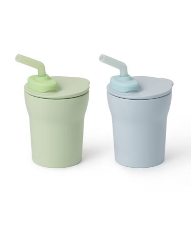 Miniware 1-2-3 Sip! Training Cup for Baby Toddler Self Feeding & Development Tiny Cup Perfect for Baby Led Weaning Non Drip Lid Dishwasher Safe (2 Pack Aqua + Key Lime) Aqua + Key Lime 2 Pack