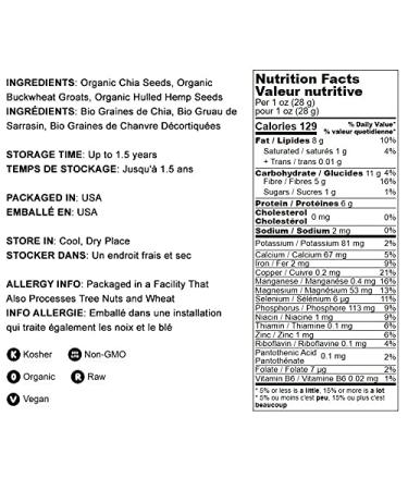 Organic Superfood Cereal Topper 5 lbs with Non-GMO Hemp, Chia & Buckwheat Seeds - Vegan, Kosher, Omega-3 & Fiber-Rich - Buy Online on GoSupps.com