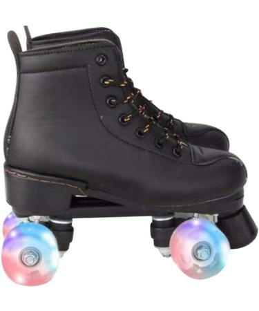 MAOWAO High Top PU Leather Women Roller Skates - Adjustable Double Row Skates for Beginners - US 6 Black Flash Wheel - Includes Carry Bag - Buy Online on GoSupps.com